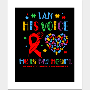 Hemolytic Anemia Awareness Support Red Ribbon Posters and Art